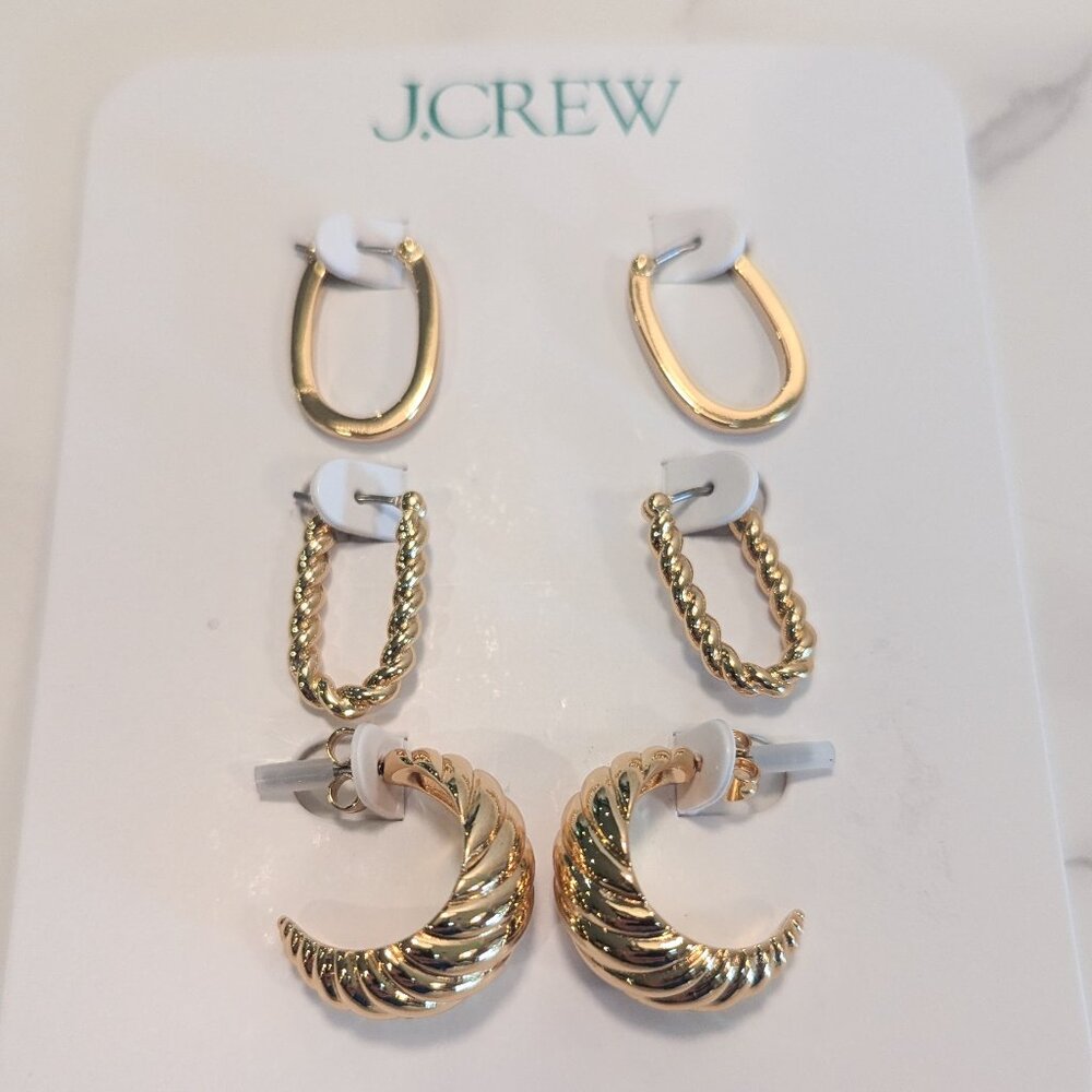 J.Crew Sculptural Gold Earrings set-of-three